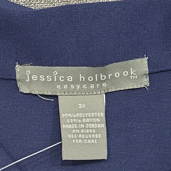 Jessica Holbrook Womens Button Front Shirt 3X Plus Size Navy Long Sleeves Top - Picture 6 of 8